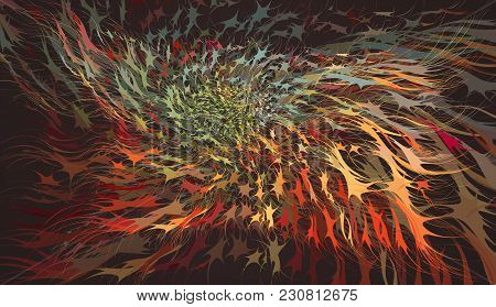 Colorful Dynamic Abstract Free Form Shape Composition On Dark Background