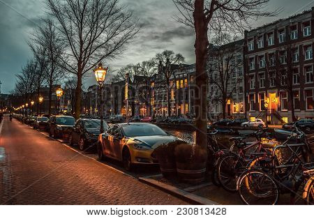 Netherlands, Amsterdam - 06 January 2018: Old City Of Amsterdam