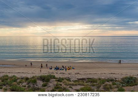 South Australia, Australia - November 11, 2017: People Relaxing On Sellicks Beach In South Australia