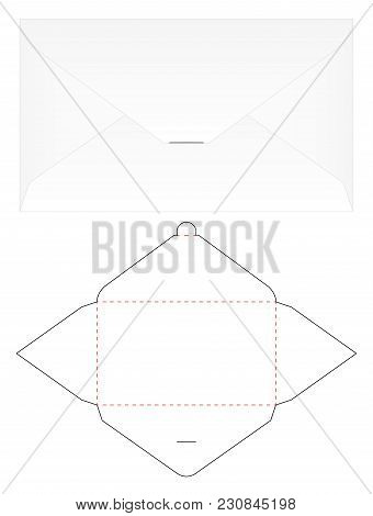 Envelope Die Cut Mock Up Template Vector
