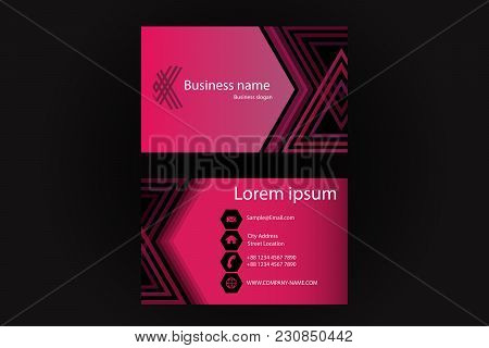 Purple And Black Modern Business Card.vector Design