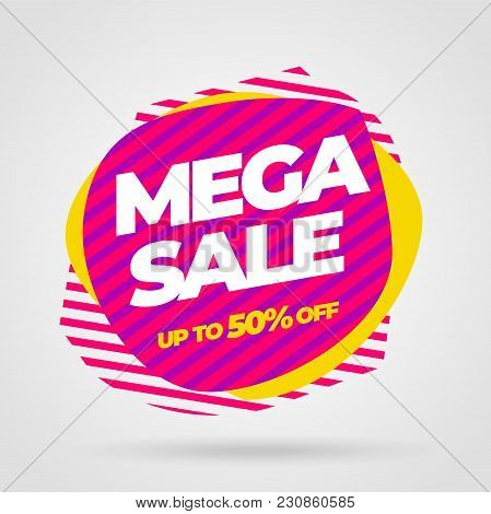 Sale Banner Template Design, Mega Sale Special Offer. Vector Illustration.