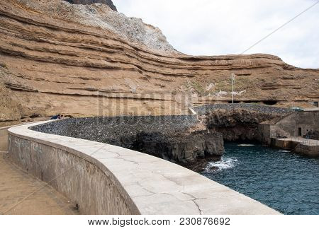 Cliff Along The Promenade In Porto Da Cruz On Madeira. Portugal
