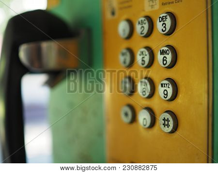 Close Up The Old Vintage Public Telephone