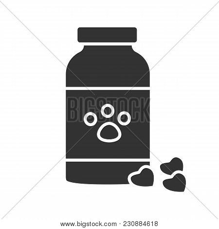 Pet Medicine Glyph Icon. Veterinary Pharmacy. Silhouette Symbol. Negative Space. Vector Isolated Ill