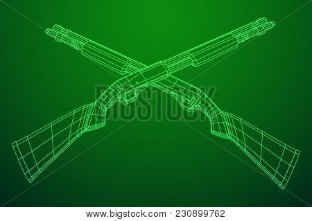 Shotgun Rifle Hunting Carbine Wireframe Low Poly Mesh Vector Illustration