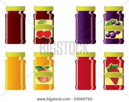 Jam jars and labels vector