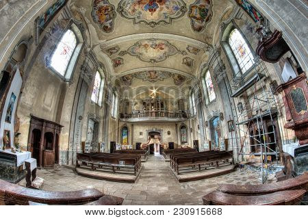 Skoky, Czech Republic, July 27, 2015 - Interior Of The Church Of The Visitation
