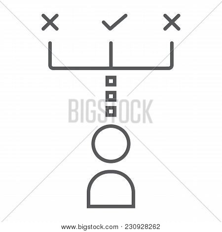 Make Decision Thin Line Icon, Development And Business, Direction Sign Vector Graphics, A Linear Pat