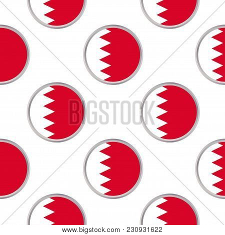 Seamless Pattern From The Circles With Flag Of Bahrain. Vector Illustration