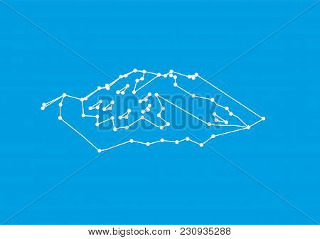 Image Snow Mountains Peak (denali) Logo. Mount Mckinley. Lines And Points Art. Blue Background.