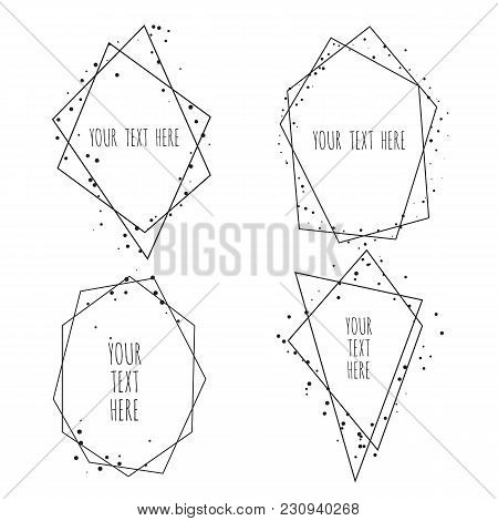 Set Of Geometrical Polyhedron, Frame Border With Copy Space