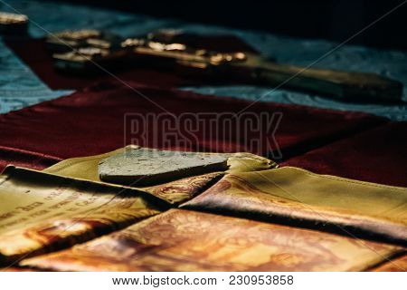 Voyutyn, Volyn / Ukraine - October 14 2008: Blessed Altar Cloth In The Church
