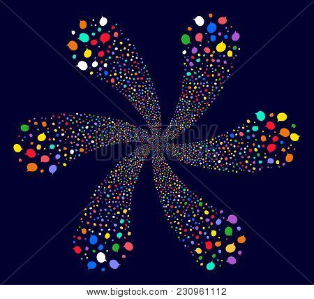 Attractive Hint Cycle Twist On A Dark Background. Suggestive Twist Created From Scattered Hint Items