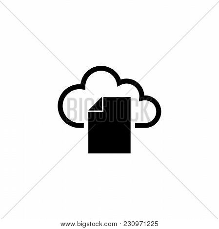 Cloud Storage Document. Flat Vector Icon. Simple Black Symbol On White Background