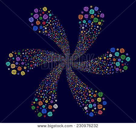 Multi Colored Brain Rotation Burst On A Dark Background. Suggestive Cycle Done From Random Brain Ite