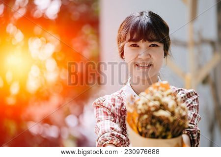 Asian Girl Young Teen Hipster Closeup Head Happy Smile Vintage Colortone