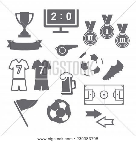 Football Soccer Icons Set On White Background. Vector Illustration.