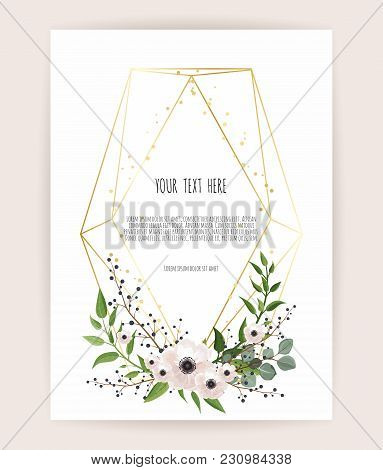 Floral Wreath With Green Eucalyptus Leaves. Frame Border With Copy Space.