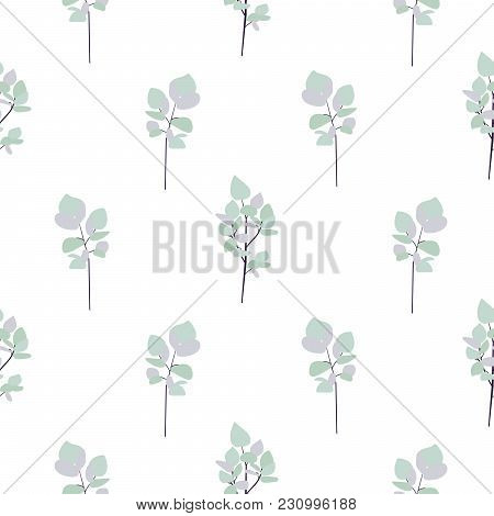 Eucalyptus Seamless Vector Pattern. Simple Trendy Floral Repeat Background.