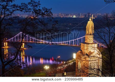 Statue Of Vladimir The Great Over Cityscape, Kiev