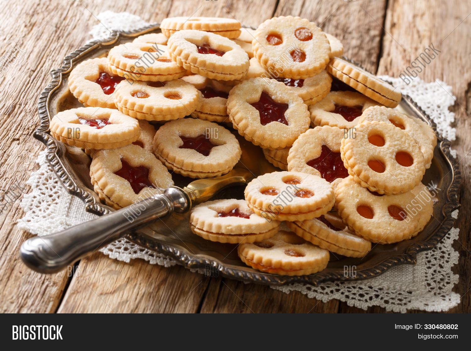Linzer Cookies Jam On Image Photo Free Trial Bigstock