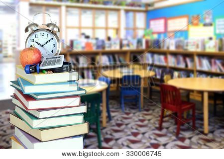 Modern Classroom With Decoration Of Book For Education Concept