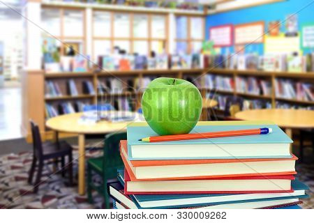 Modern Classroom With Decoration Of Book For Education Concept
