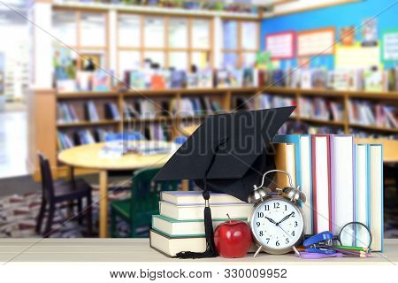 Morden Classroom With Decoration Of Book For Education Concept