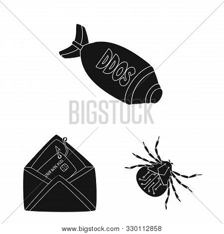 Vector Design Of Virus And Secure Icon. Set Of Virus And Cyber Vector Icon For Stock.