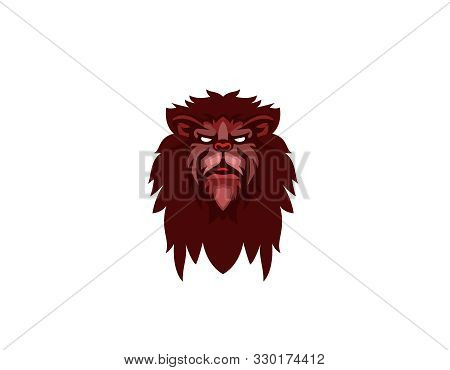 Angry Creative Lion Head Logo- White Background Illustartion Design