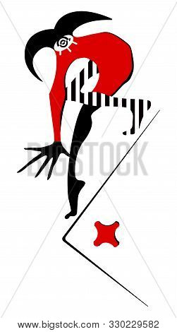 Playing Card Joker, Jester, Fool. Abstract Graphic Vector Image. For Graphic Design