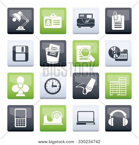 Office And Business Icons Over Color Background - Vector Icon Set