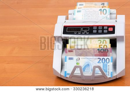 Azerbaijani Money - Manat In A Counting Machine