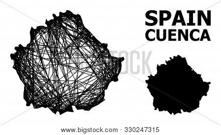 Web Vector Map Of Cuenca Province. Linear Carcass Flat Network In Eps Vector Format, Geographic Temp