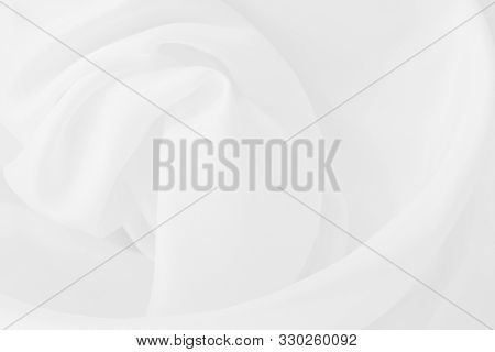 White Fabric Cloth Texture For Background And Design Art Work, Beautiful Crumpled Pattern Of Silk Or
