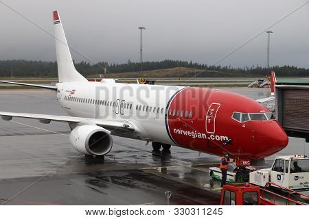Gothenburg, Sweden - August 28, 2018: Norwegian Air Shuttle Boeing 737 At Gothenburg Landvetter Airp