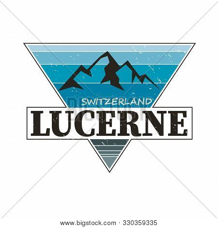 Lucerne City Travel Destination. Vector Shirt Logo