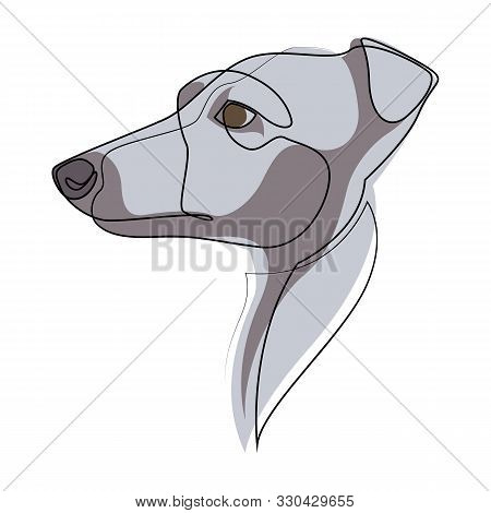 Continuous Line Whippet. Single Line Minimal Style English Whippet Or Snap Dog Vector Illustration
