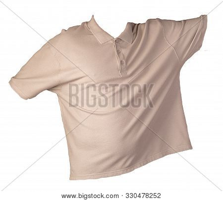 Short Sleeve Hakki Polo T-shirt Isolated On White Background .polo Cotton Shirt Front Side View. Cas
