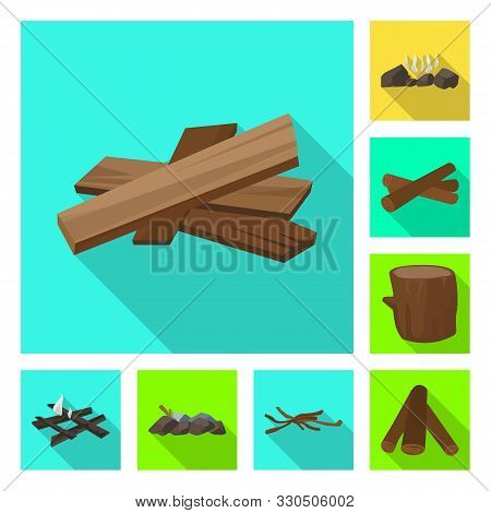 Vector Design Of Material And Logging Symbol. Collection Of Material And Forestry Stock Vector Illus