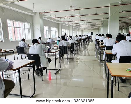 October 30, 2019, Kolkata, India. Medical Students Writing A Medical Examination In Examination Hall