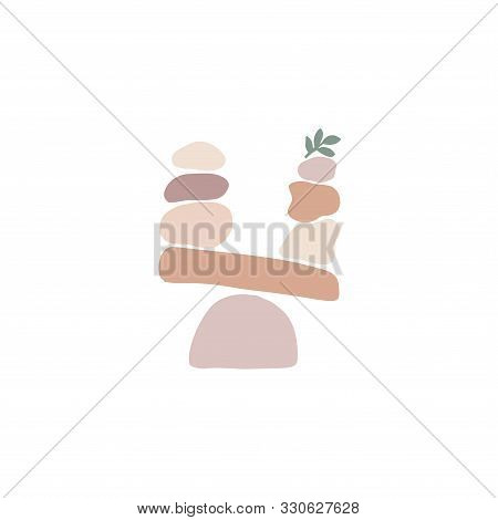Zen Stones Flat Vector Illustration. Creative Geometric Shape
