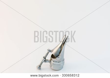 Cluj-napoca/romania-10 24 2019:  Rhinoscope Isolated On White Background V