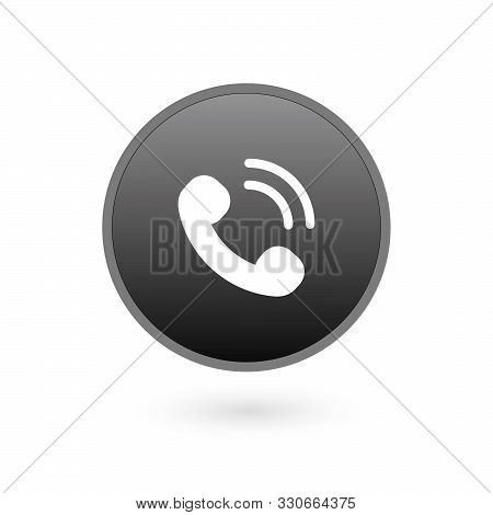 Phone Vector Icon. Contacts, Call Center Sign Isolated On White Background. Flat Design Style
