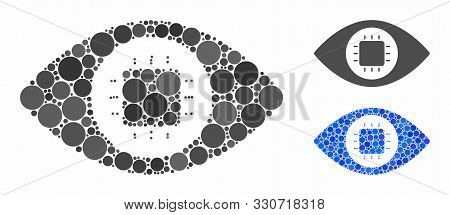 Bionic Eye Circuit Composition Of Round Dots In Various Sizes And Color Tinges, Based On Bionic Eye 