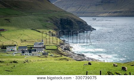 Vidareidi Village, Vidoy Island, Faroe Islands, Denmark.