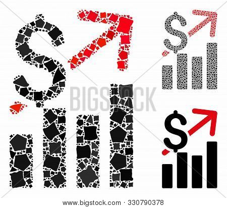 Sales Growth Composition Of Uneven Parts In Different Sizes And Color Tones, Based On Sales Growth I