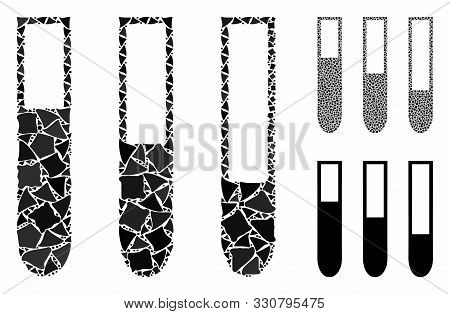 Test-tubes Composition Of Ragged Parts In Various Sizes And Color Tones, Based On Test-tubes Icon. V