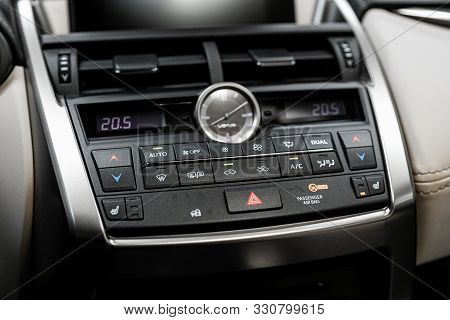 Novosibirsk, Russia - September 29, 2019:  Lexus Nx, Car, Vehicle Interior With Visible Climate Cont